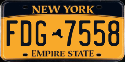 NY license plate FDG7558