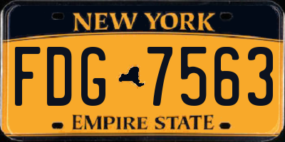 NY license plate FDG7563