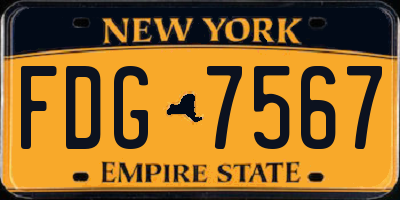 NY license plate FDG7567