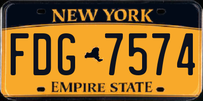 NY license plate FDG7574