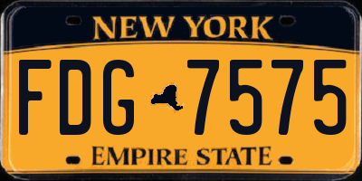 NY license plate FDG7575