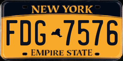 NY license plate FDG7576