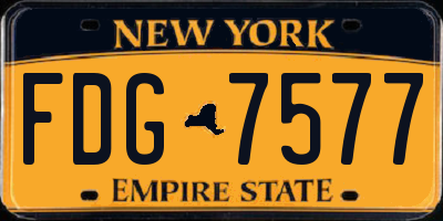NY license plate FDG7577