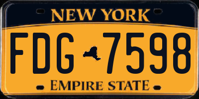 NY license plate FDG7598