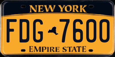 NY license plate FDG7600