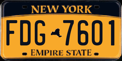 NY license plate FDG7601