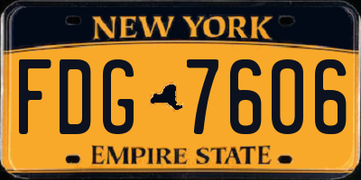 NY license plate FDG7606