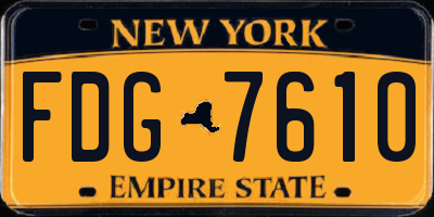 NY license plate FDG7610