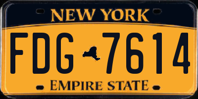 NY license plate FDG7614