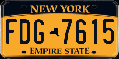 NY license plate FDG7615