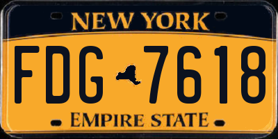 NY license plate FDG7618