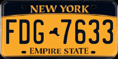 NY license plate FDG7633