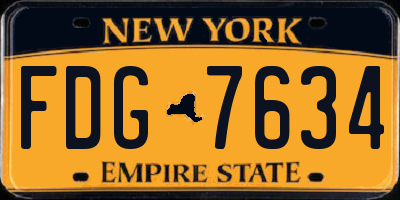 NY license plate FDG7634