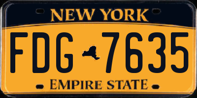 NY license plate FDG7635