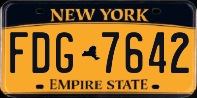 NY license plate FDG7642