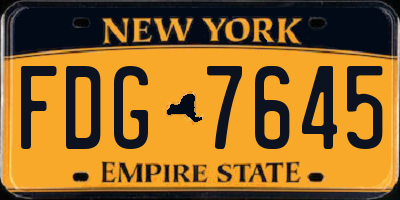 NY license plate FDG7645