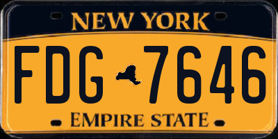 NY license plate FDG7646