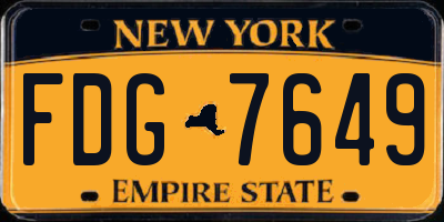 NY license plate FDG7649
