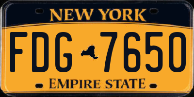 NY license plate FDG7650