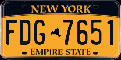 NY license plate FDG7651