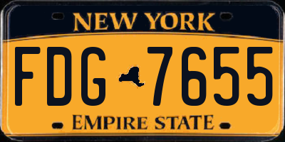 NY license plate FDG7655