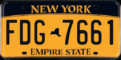 NY license plate FDG7661