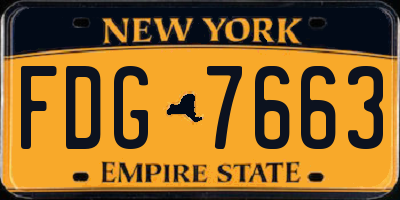 NY license plate FDG7663