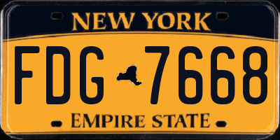 NY license plate FDG7668