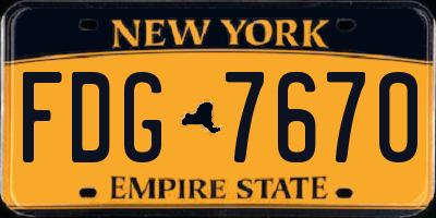 NY license plate FDG7670