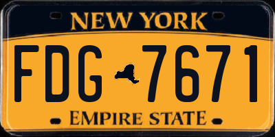 NY license plate FDG7671