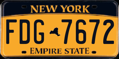 NY license plate FDG7672