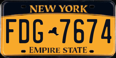 NY license plate FDG7674