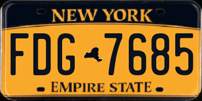 NY license plate FDG7685