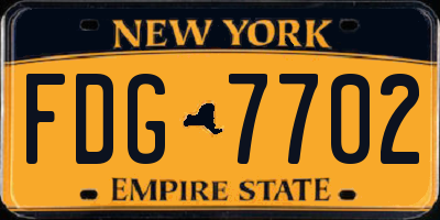 NY license plate FDG7702