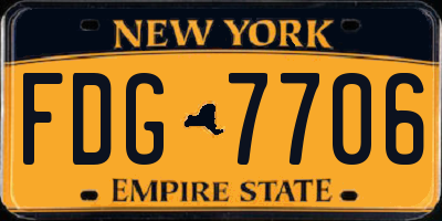 NY license plate FDG7706
