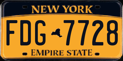 NY license plate FDG7728