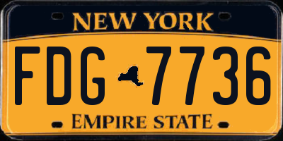 NY license plate FDG7736