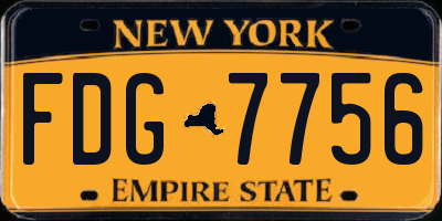NY license plate FDG7756