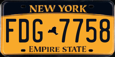 NY license plate FDG7758