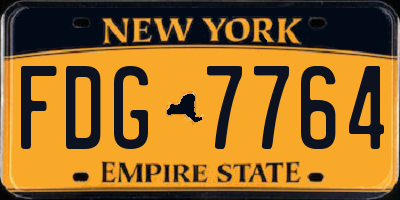 NY license plate FDG7764