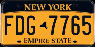 NY license plate FDG7765