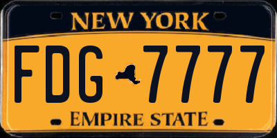 NY license plate FDG7777
