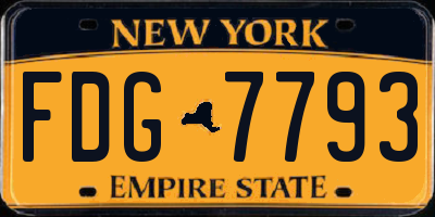 NY license plate FDG7793