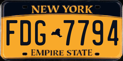 NY license plate FDG7794