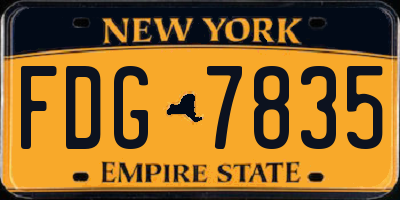 NY license plate FDG7835