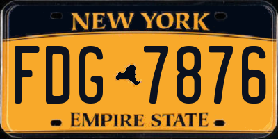 NY license plate FDG7876