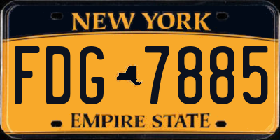 NY license plate FDG7885