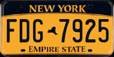 NY license plate FDG7925
