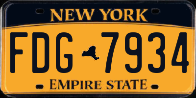 NY license plate FDG7934