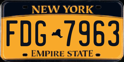 NY license plate FDG7963